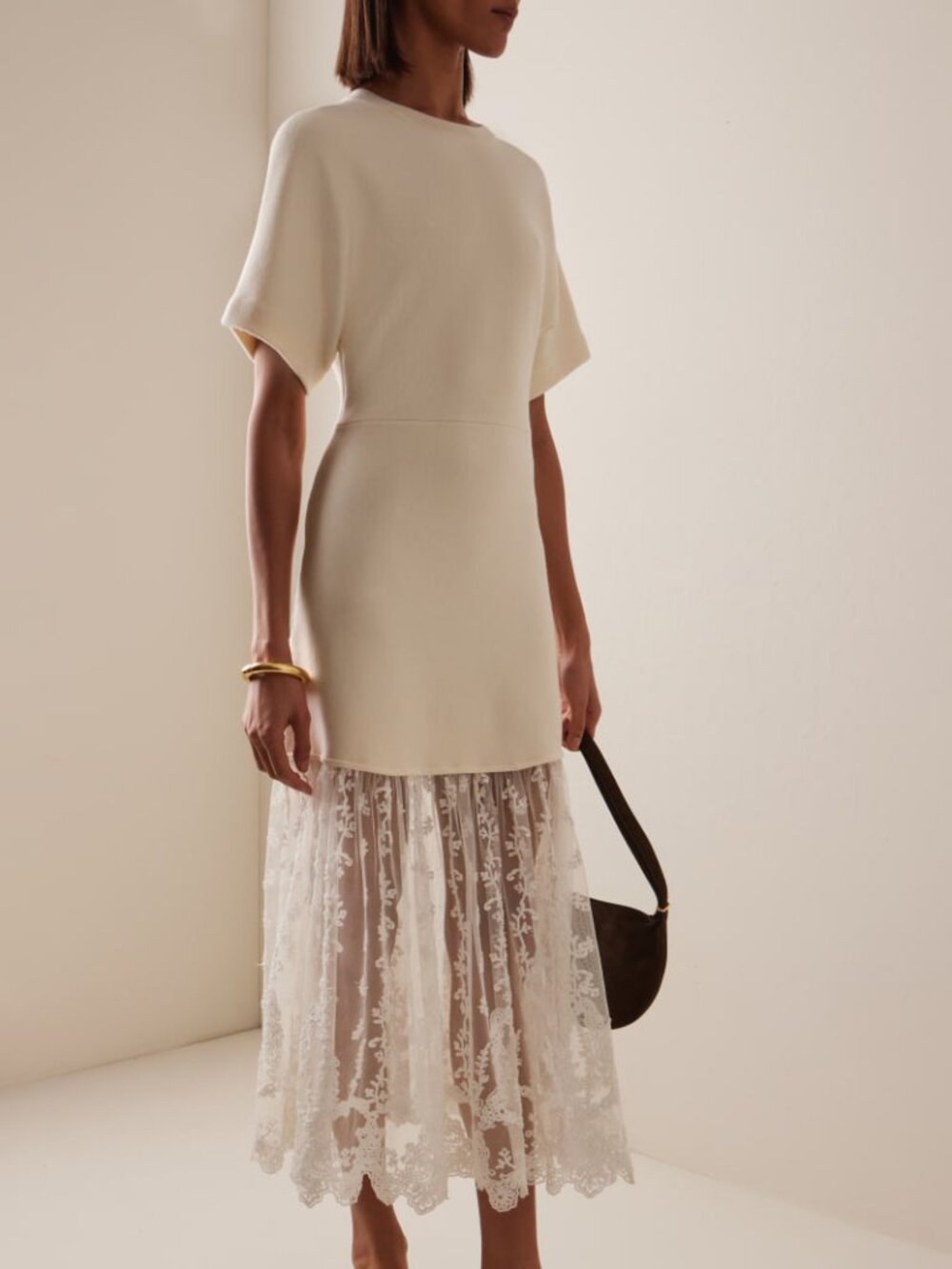 Sea New York NWOT Exclusive Diane Lace-Trimmed Knit Midi Dress S